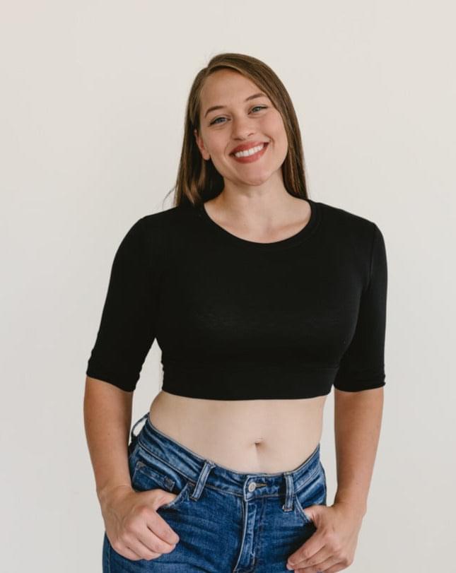 Crew Neck Elbow Sleeve Halftee - P's One-Stop Shop 