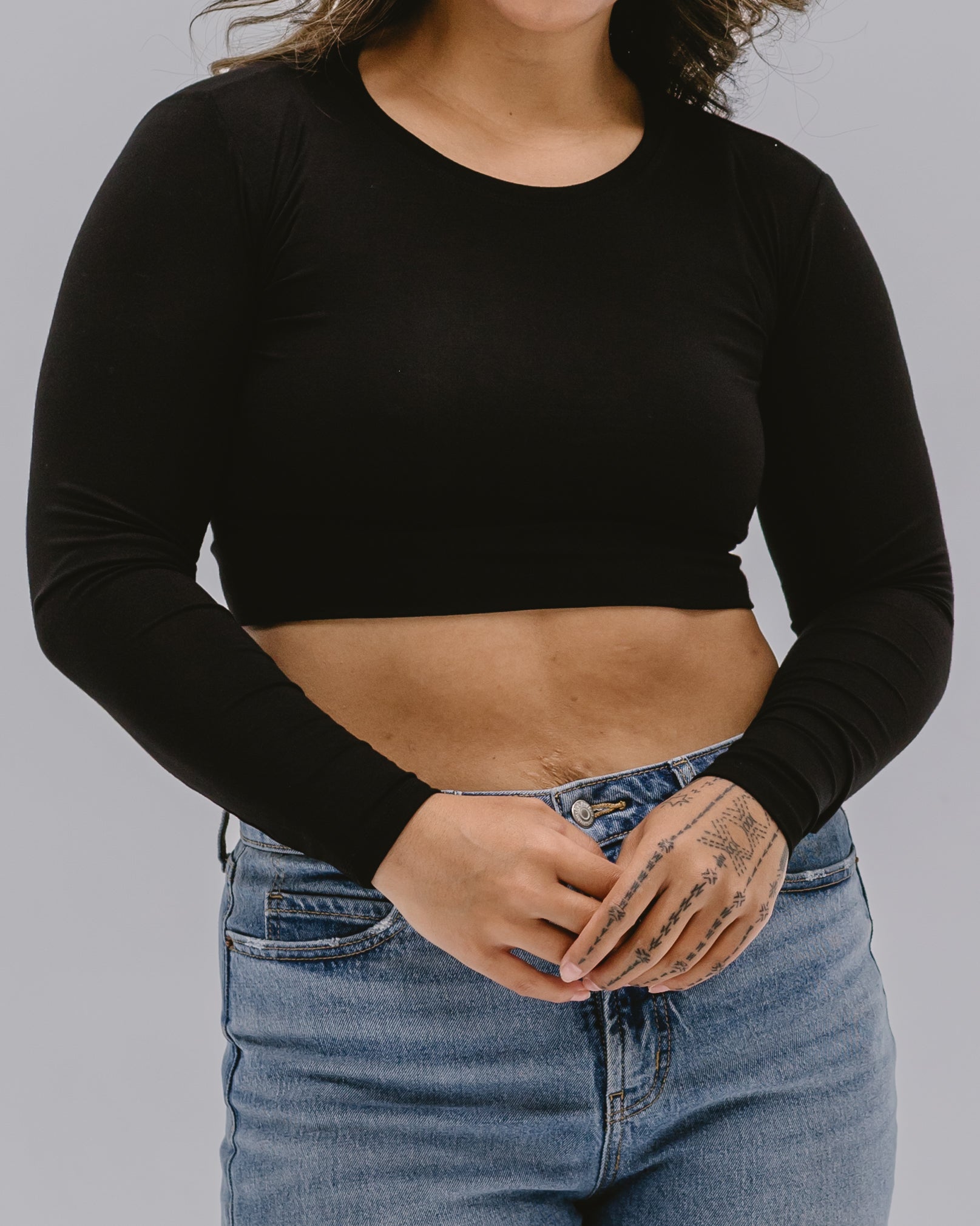 Crew Neck Long Sleeve Halftee - P's One-Stop Shop 