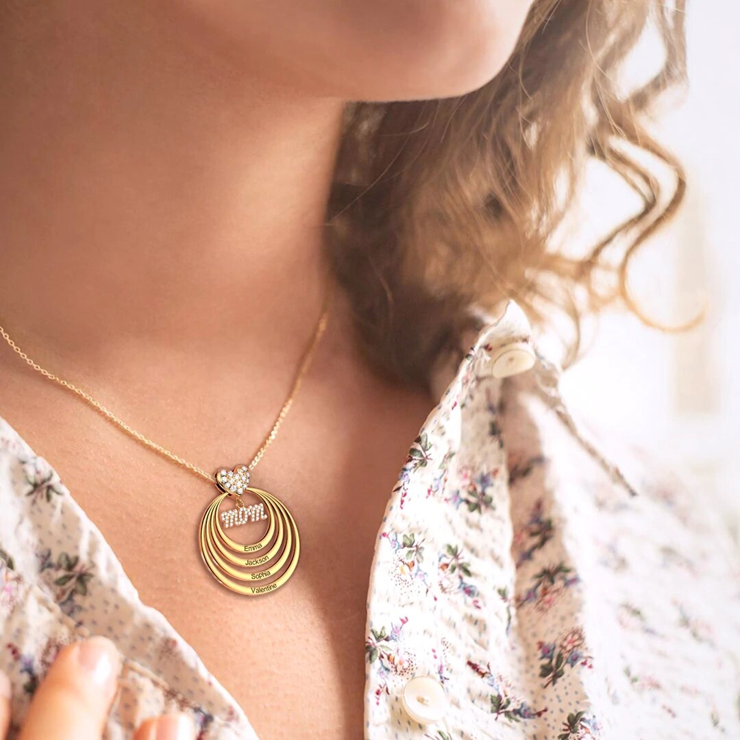 Custom MOM Infinite Love Name Necklace Personalized Kids Names Pendant - P's One-Stop Shop 