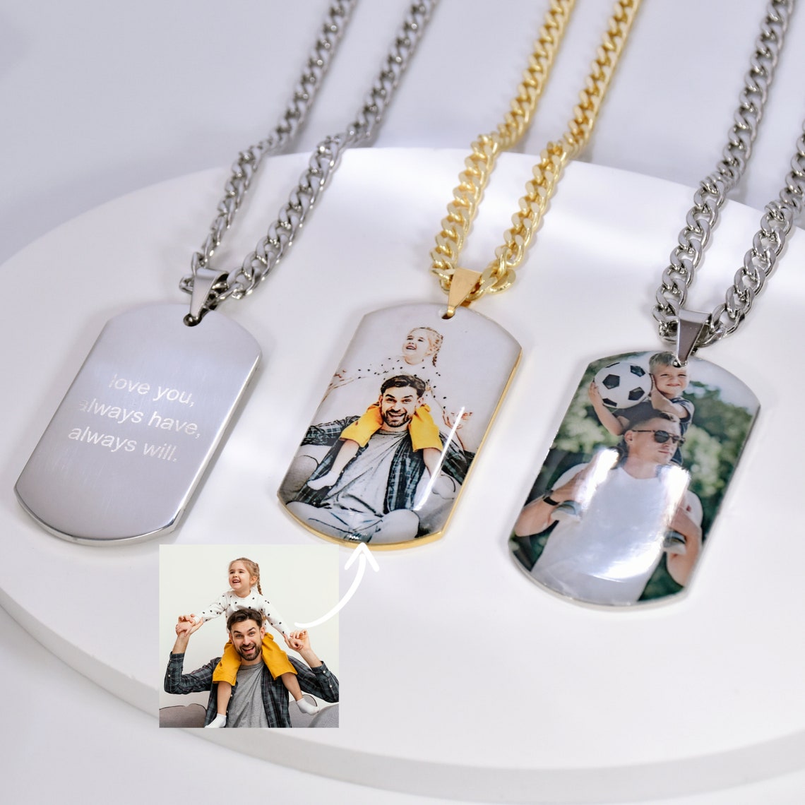 Custom Photo Necklace Custom Picture Nameplate Pendant Necklace for Kids Memory Jewelry - P's One-Stop Shop 