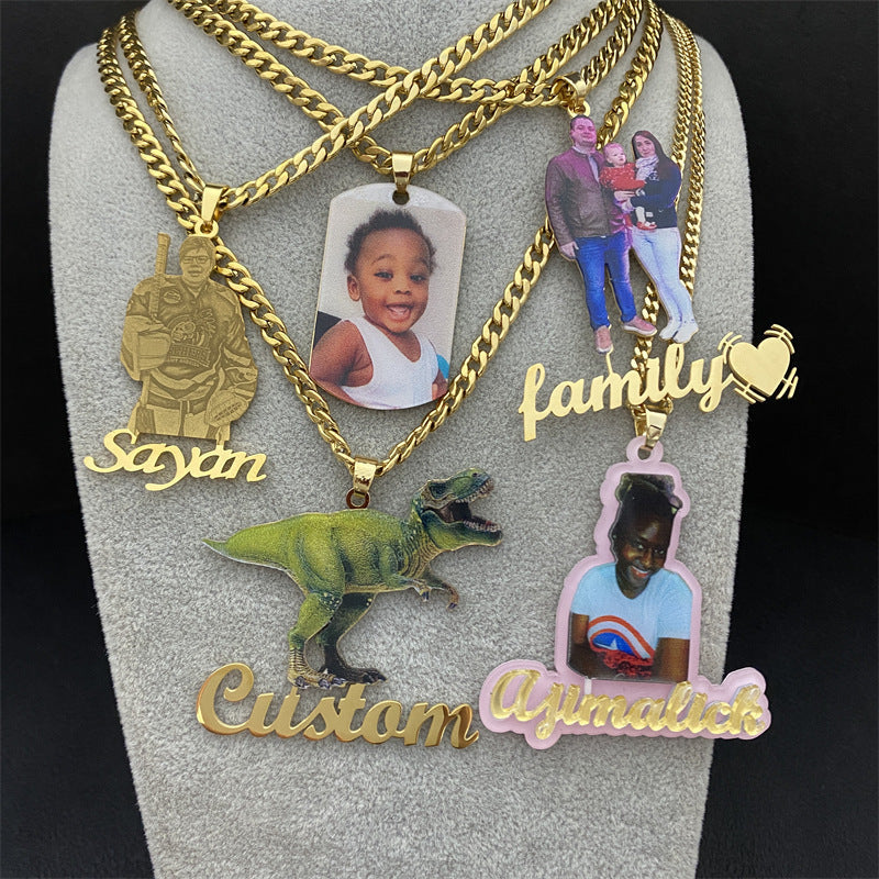 Custom Photo Necklace Custom Picture Nameplate Pendant Necklace for Kids Memory Jewelry - P's One-Stop Shop 