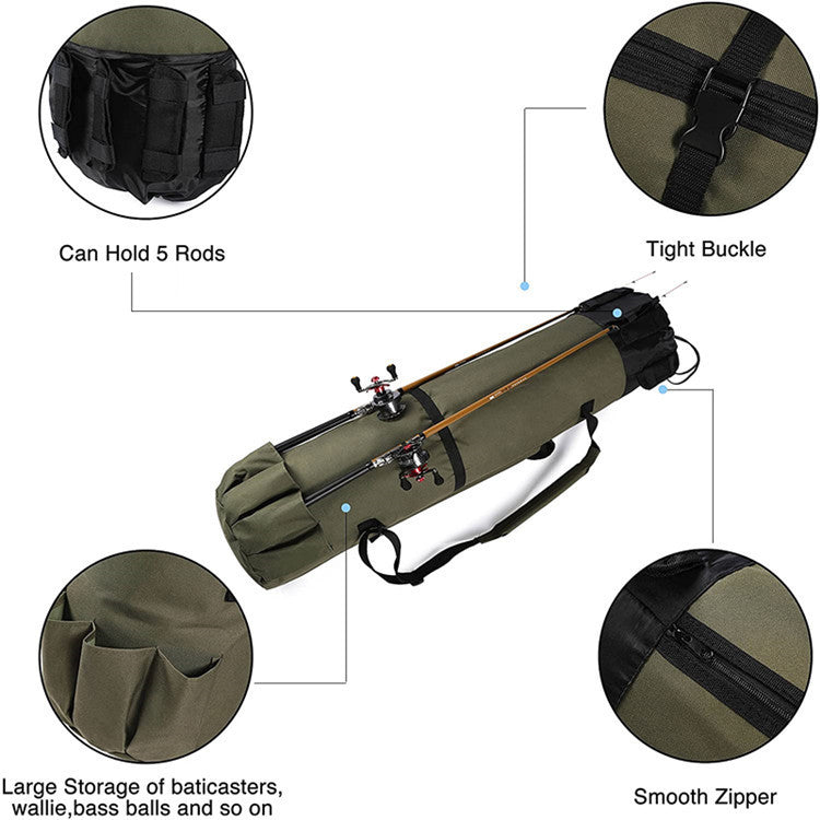 Cylinder Outdoor Fishing Bag Multifunctional Fishing Rod Bag Sea Rod Fishing Gear Storage Bag - P's One-Stop Shop 