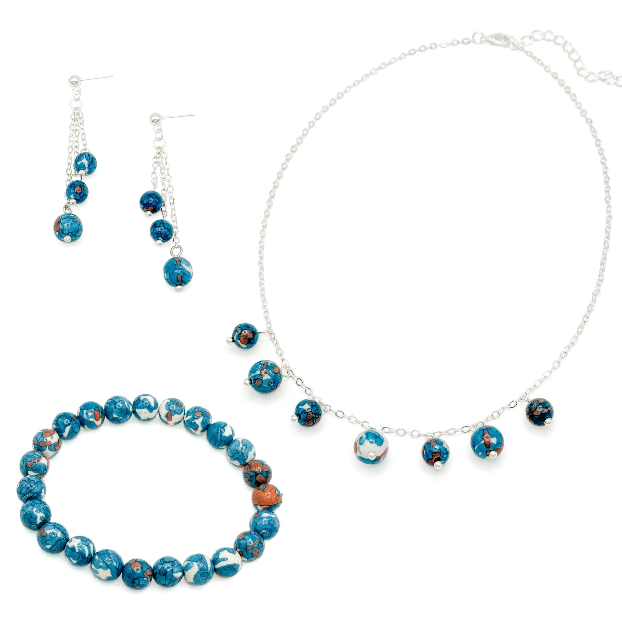 Denim Blue Jasper Necklace with Extender & Lobster Clasp - P's One-Stop Shop 