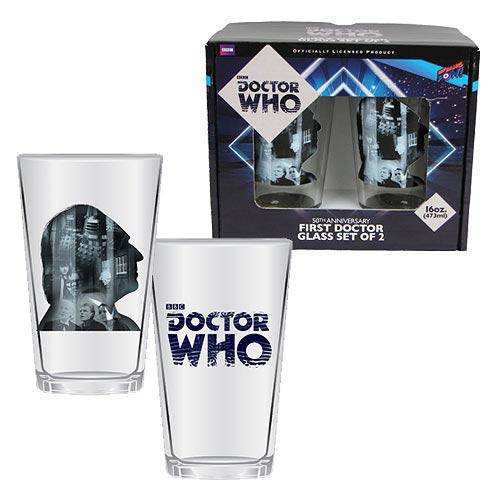 Doctor Who Anniversary First Doctor 16 oz. Glass Set of 2 - P's One-Stop Shop 