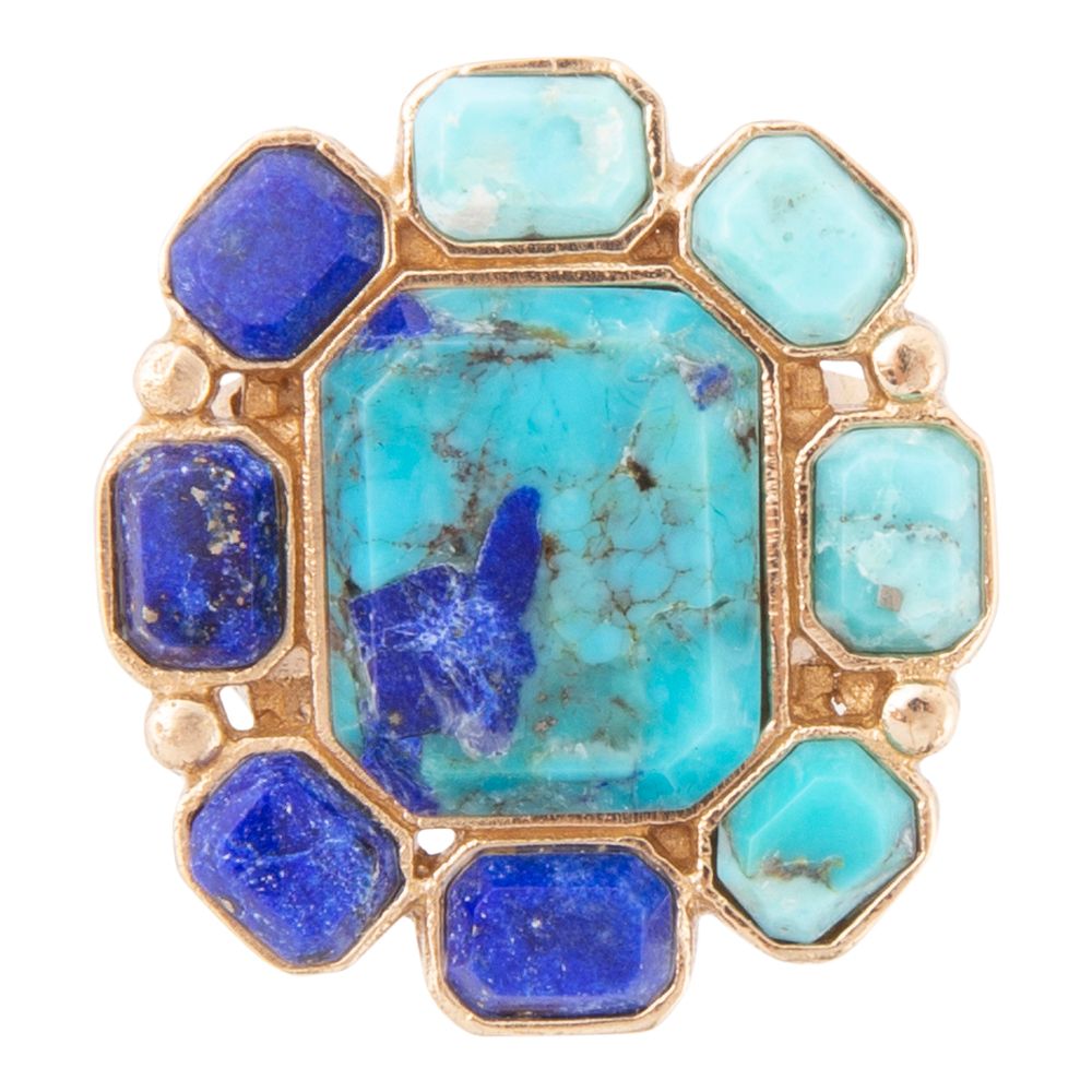 Duality Blue Lapis and Turquoise Golden Statement Ring - P's One-Stop Shop 
