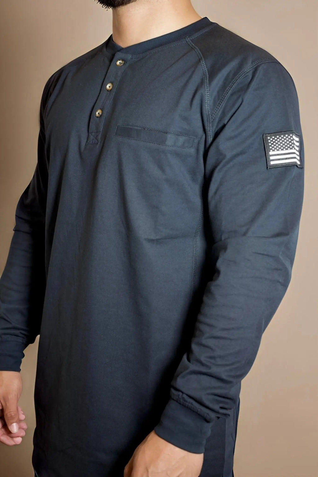 FR 3-Button Henley Shirt - Black - P's One-Stop Shop 