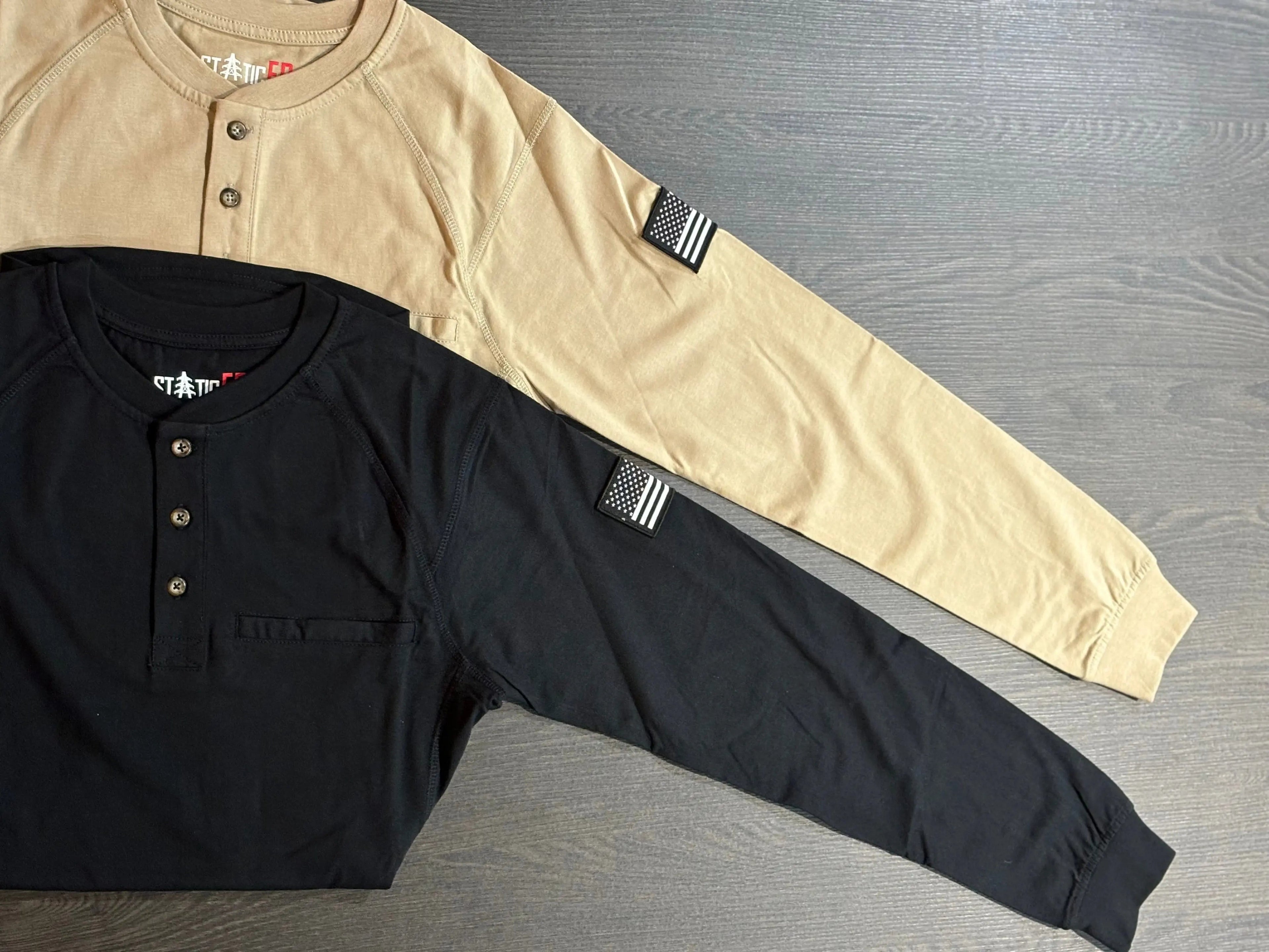 FR 3-Button Henley Shirt - Black - P's One-Stop Shop 
