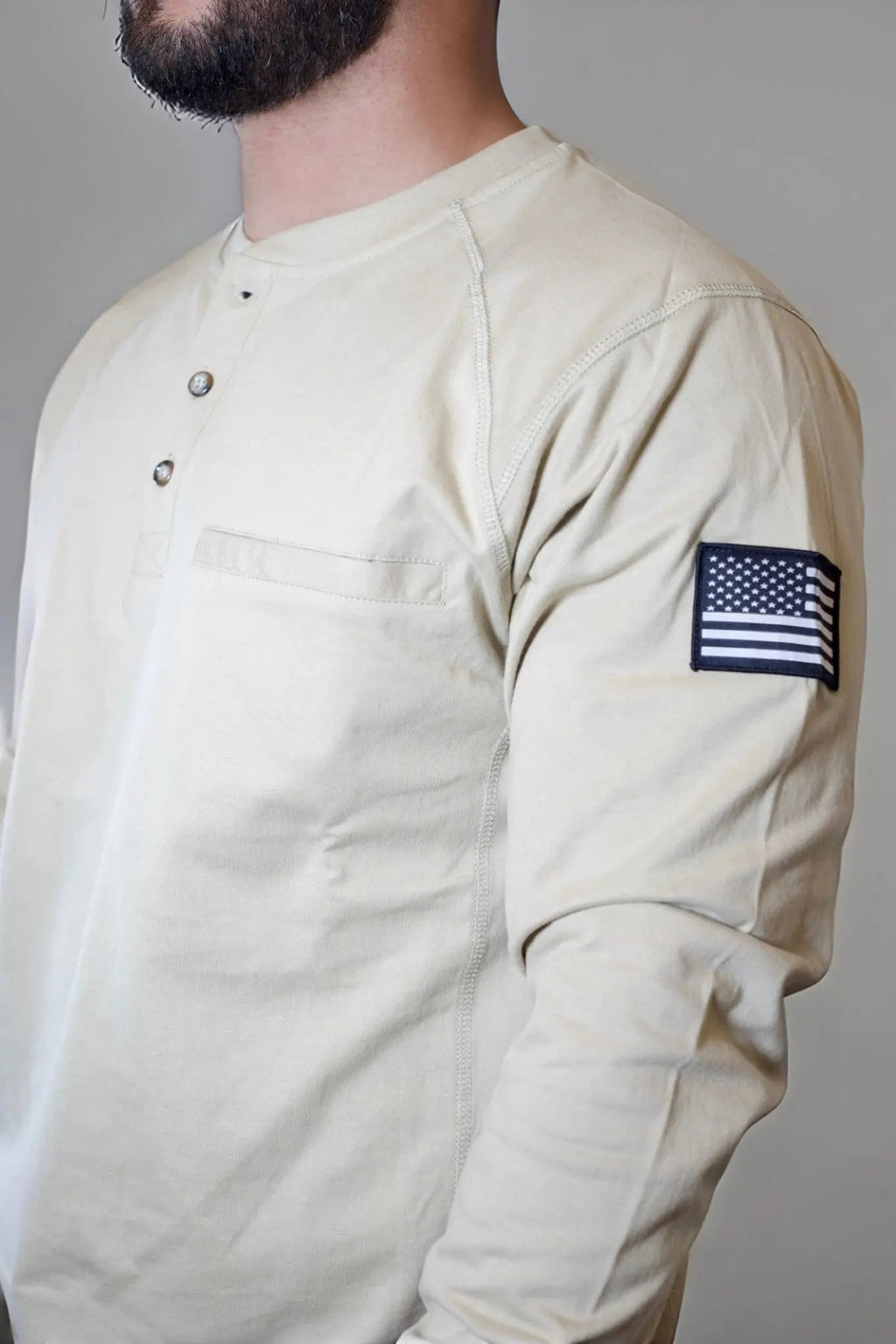 FR 3-Button Henley Shirt - Tan - P's One-Stop Shop 