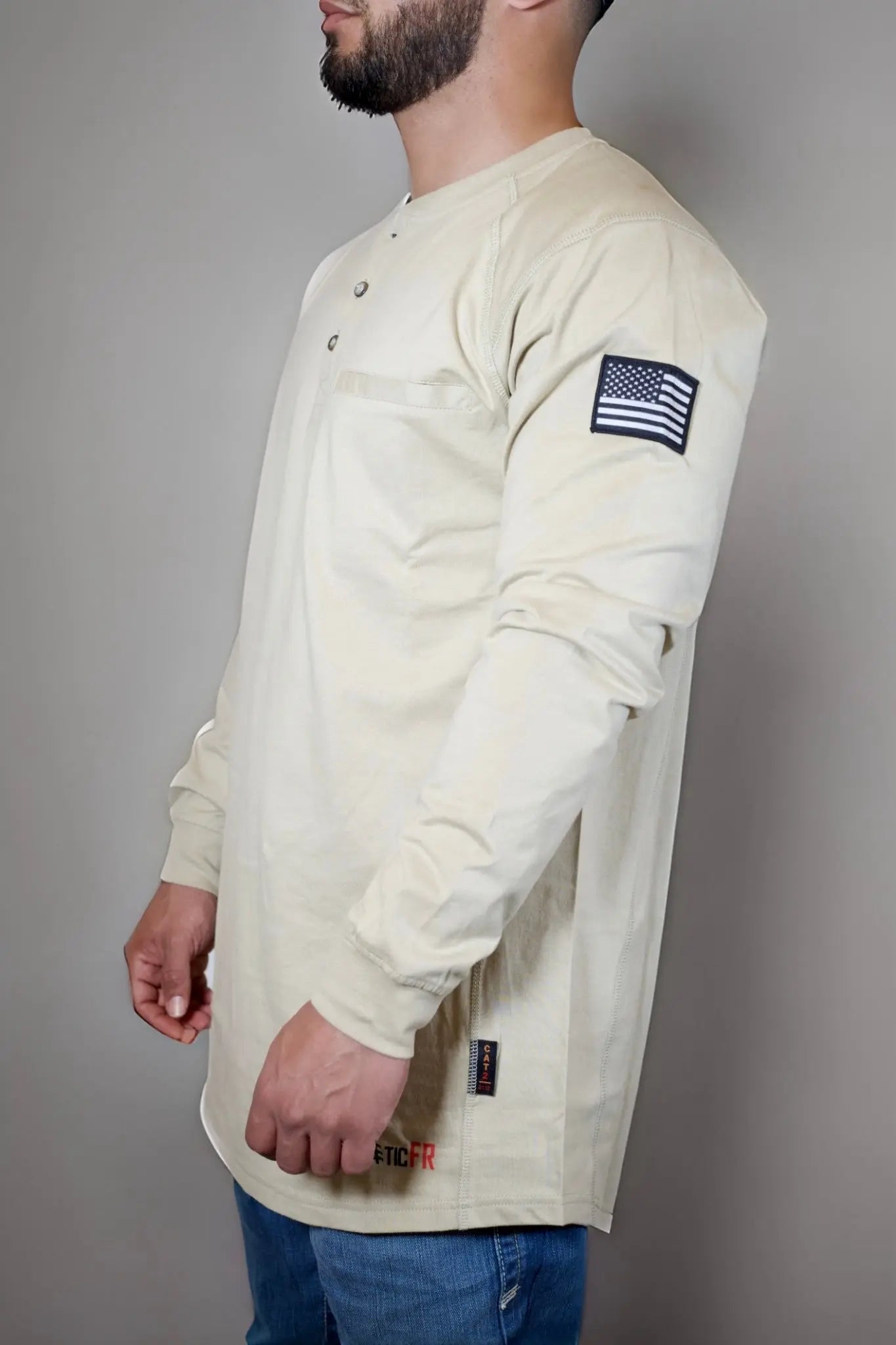 FR 3-Button Henley Shirt - Tan - P's One-Stop Shop 