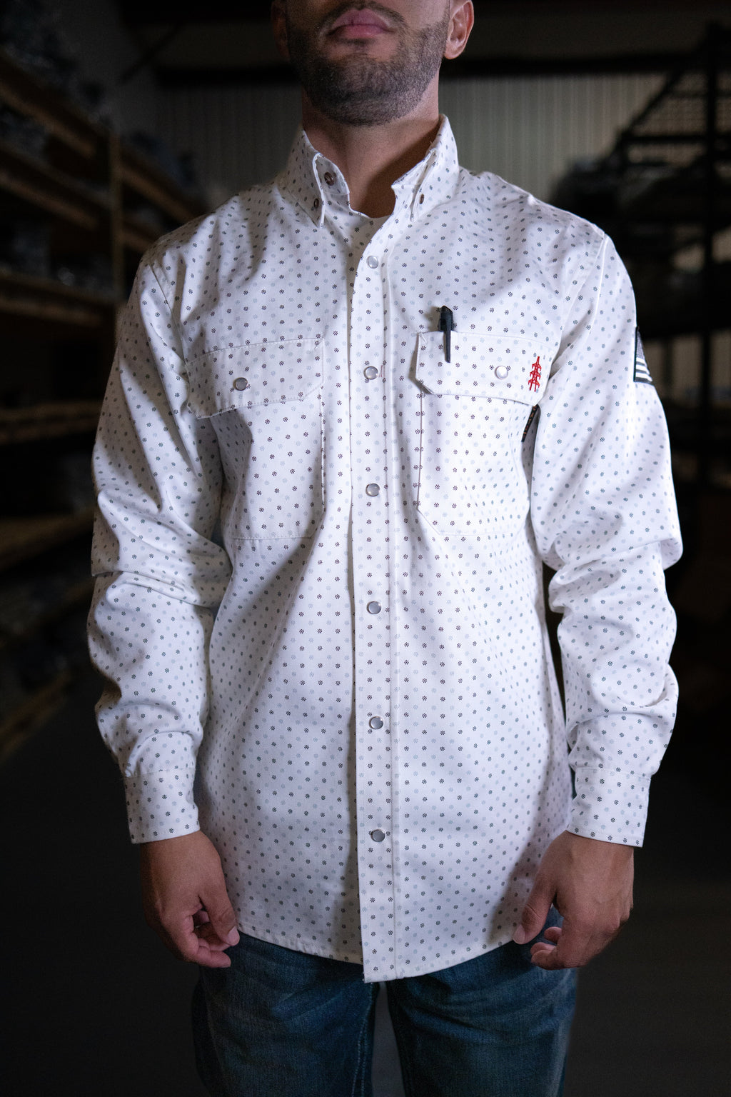 FR Pearl Snap Work Shirt - Phantom White - P's One-Stop Shop 