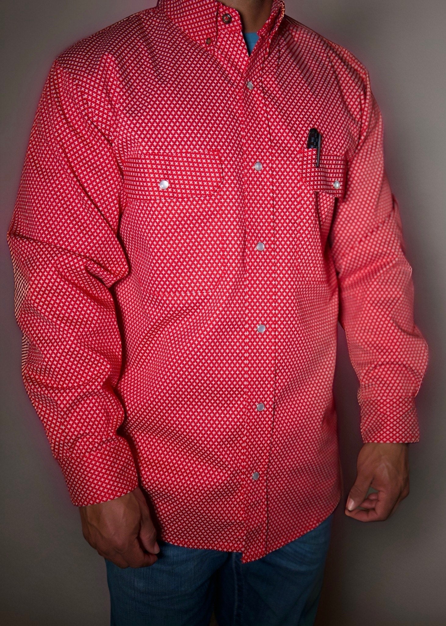 FR Pearl Snap Work shirt - Alpha Red - P's One-Stop Shop 