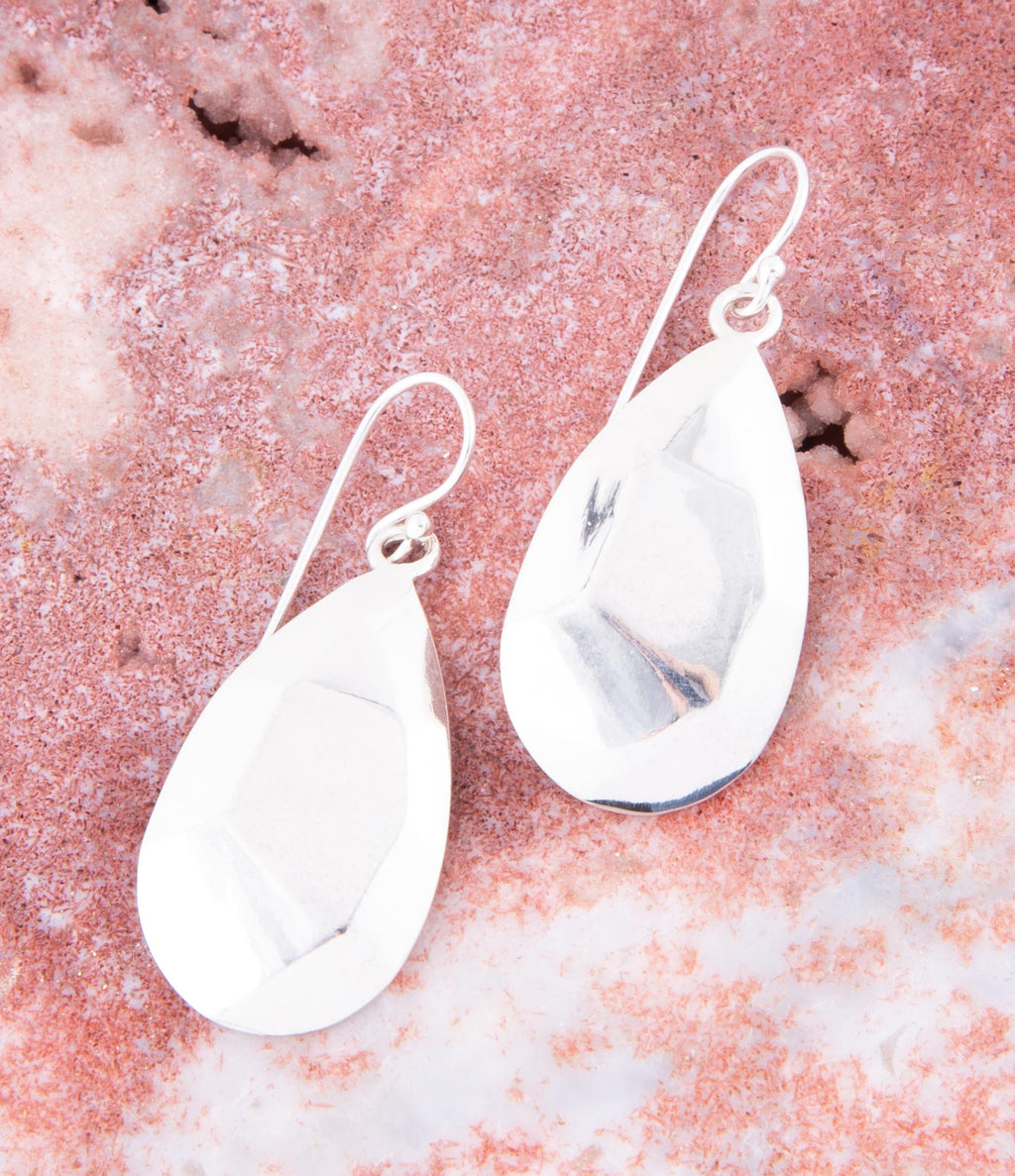 Faceted Sterling Silver Drop Earrings - P's One-Stop Shop 