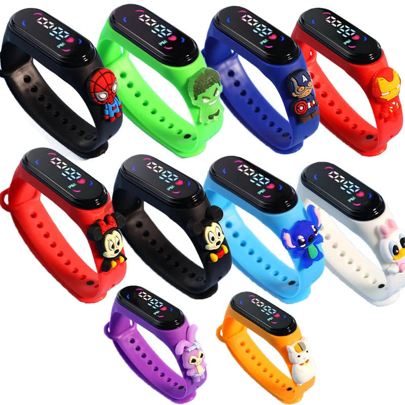 Fashion Mickey Children Watches For Girls Electronic Bracelet Sports Touch LED Spiderman Doll Kids Watch Women Waterproof Clock - P's One-Stop Shop 
