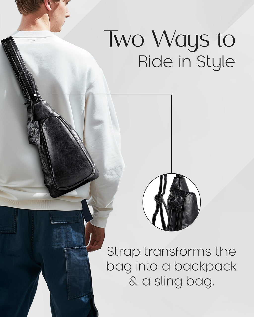 Genuine Leather Bikers Sling Bag - P's One-Stop Shop 