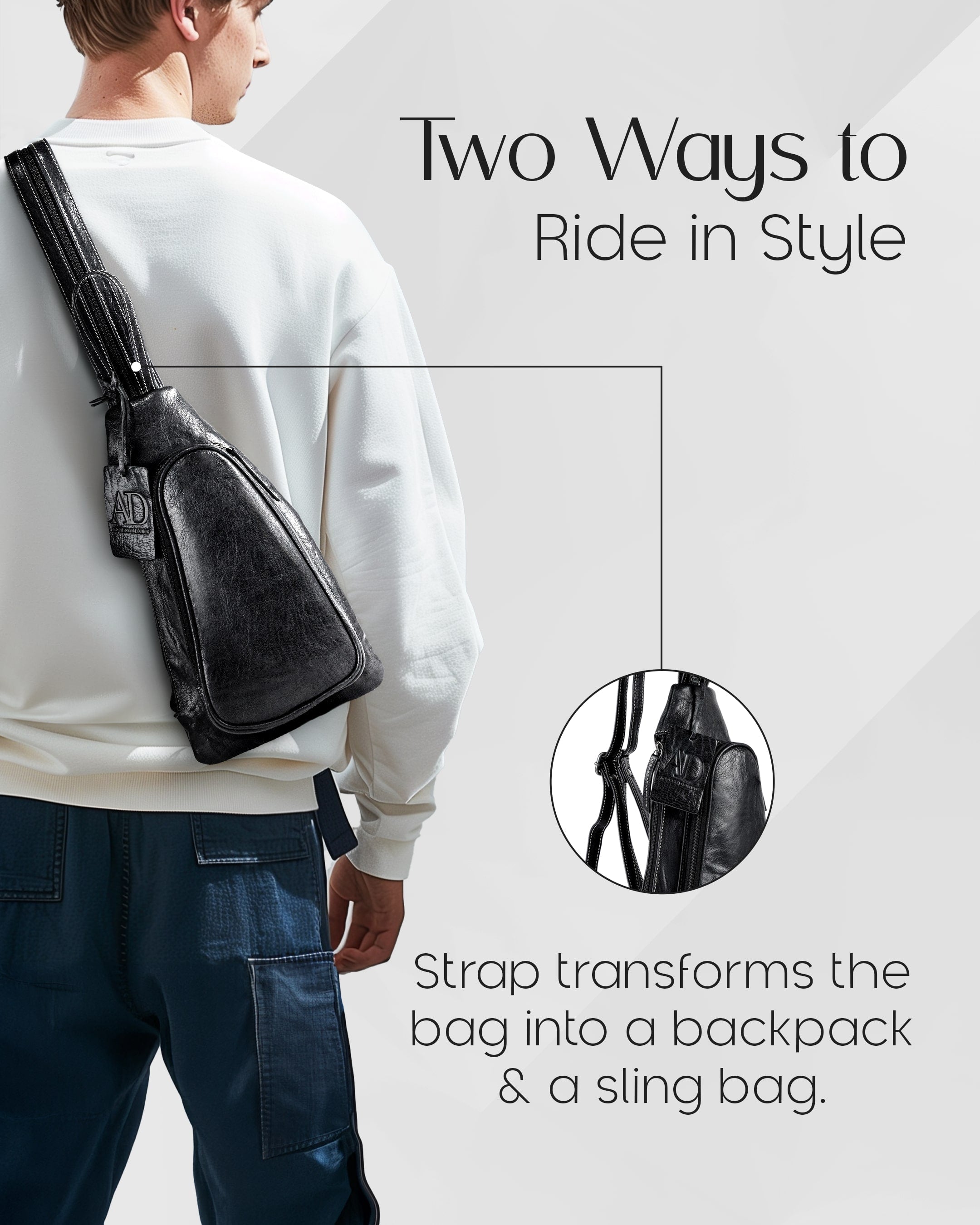 Genuine Leather Bikers Sling Bag - P's One-Stop Shop 