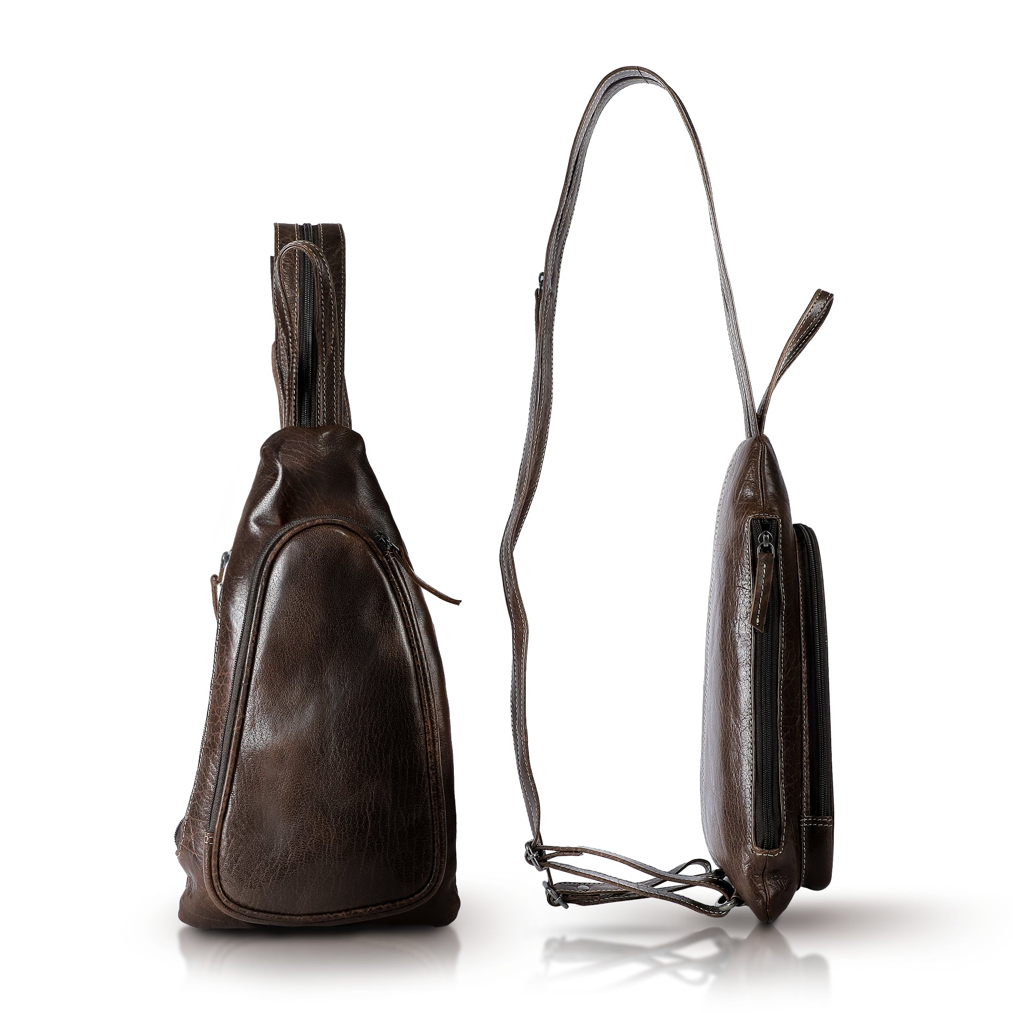Genuine Leather Bikers Sling Bag - P's One-Stop Shop 