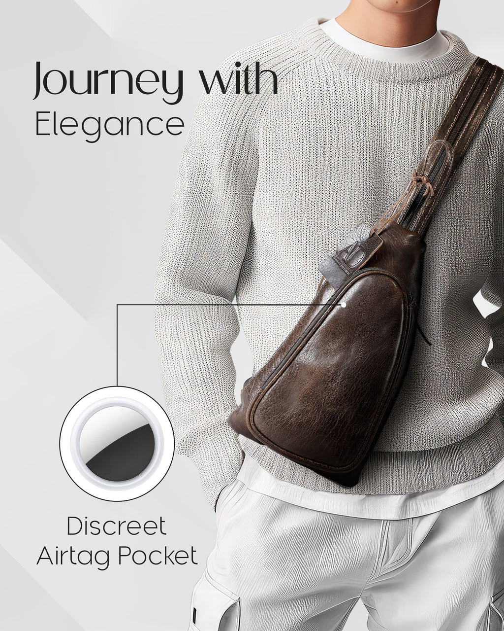 Genuine Leather Bikers Sling Bag - P's One-Stop Shop 