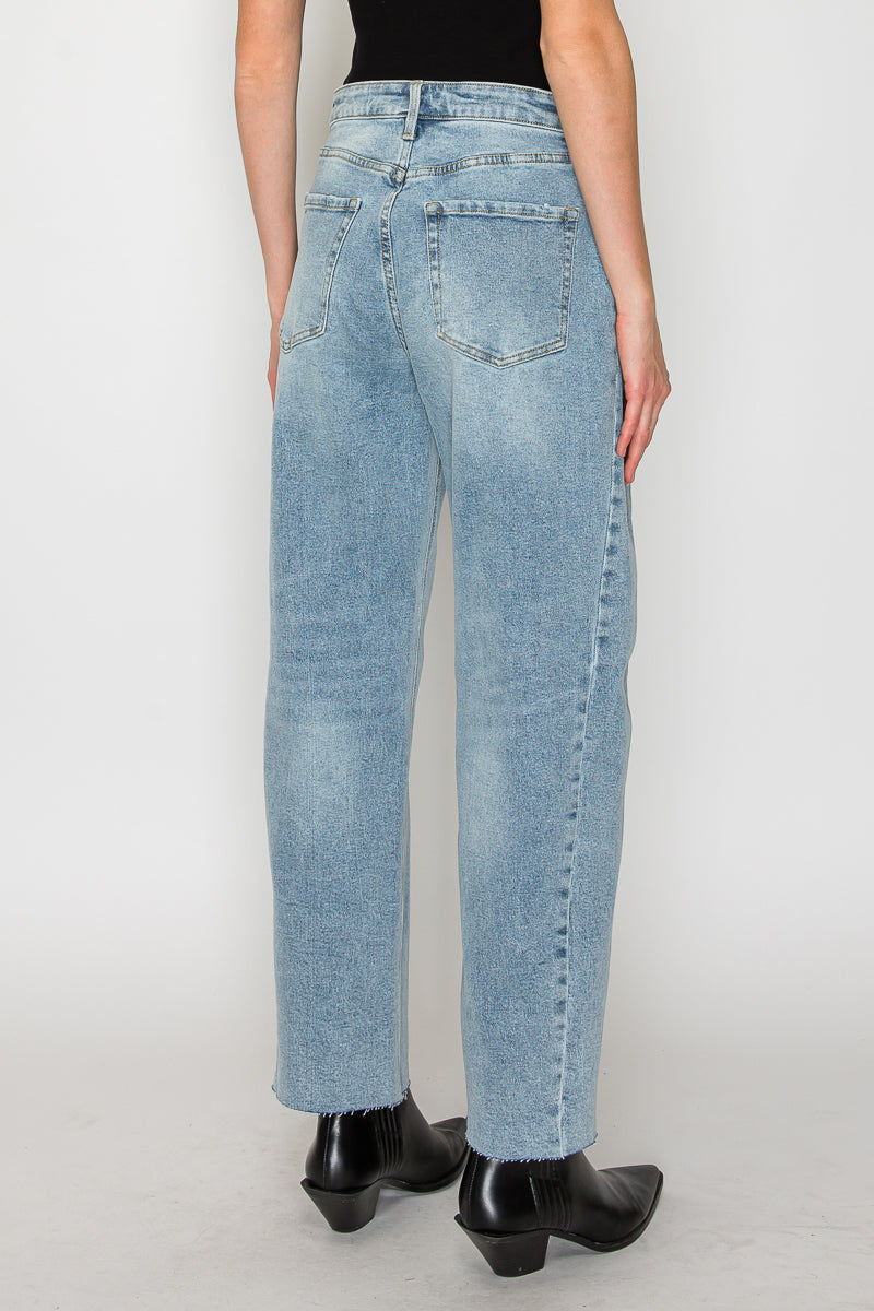 Harlow High Waisted Barrel Jeans Blue by Artemis - P's One-Stop Shop 