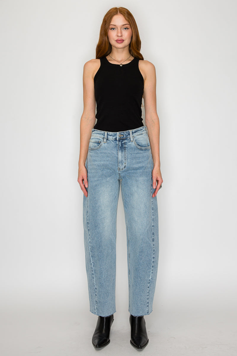 Harlow High Waisted Barrel Jeans Blue by Artemis - P's One-Stop Shop 