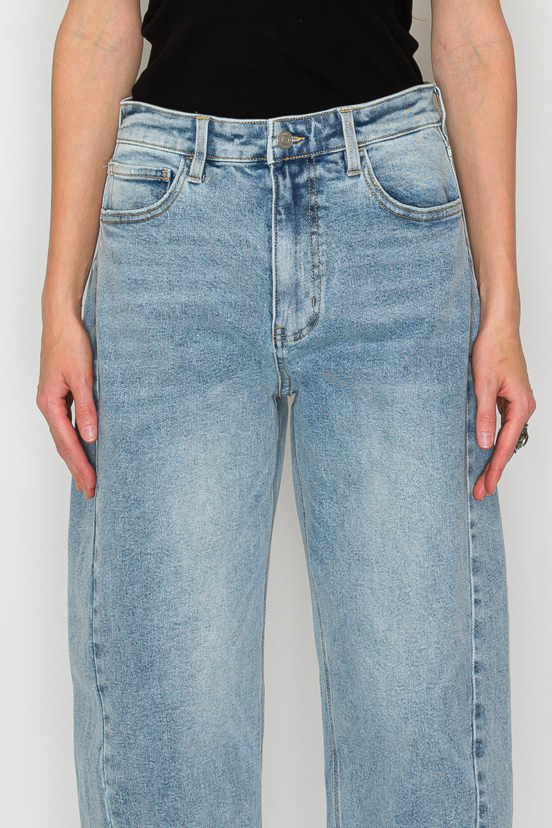 Harlow High Waisted Barrel Jeans Blue by Artemis - P's One-Stop Shop 
