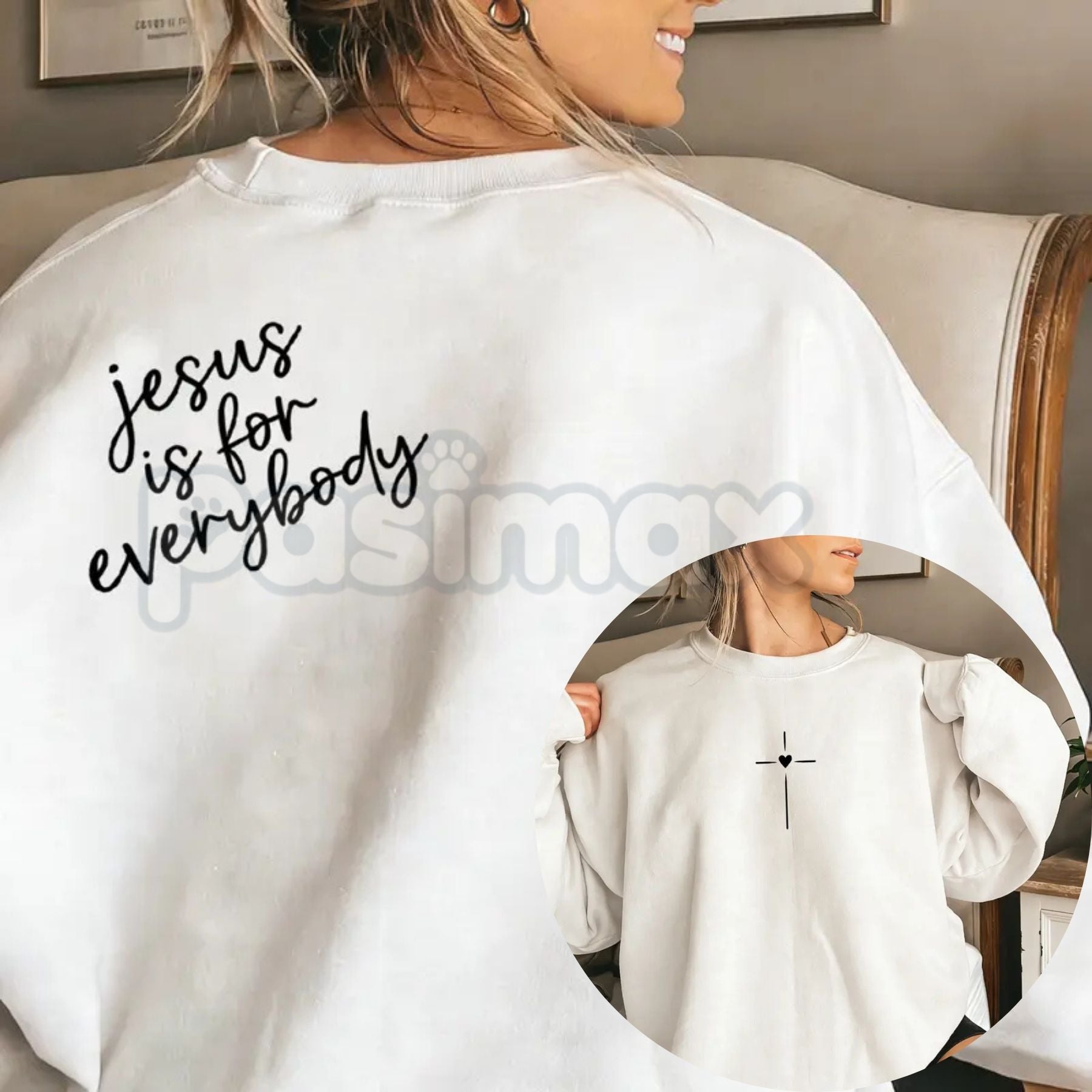 Jesus Is For Everybody Graphic Sweatshirt | Aesthetic Christian Oversized Crewneck | Inclusive Faith Pullover for Women | Minimalist Jesus Shirt | Streetwear Faith Jumper | Modern Religious Gift Top - P's One-Stop Shop 