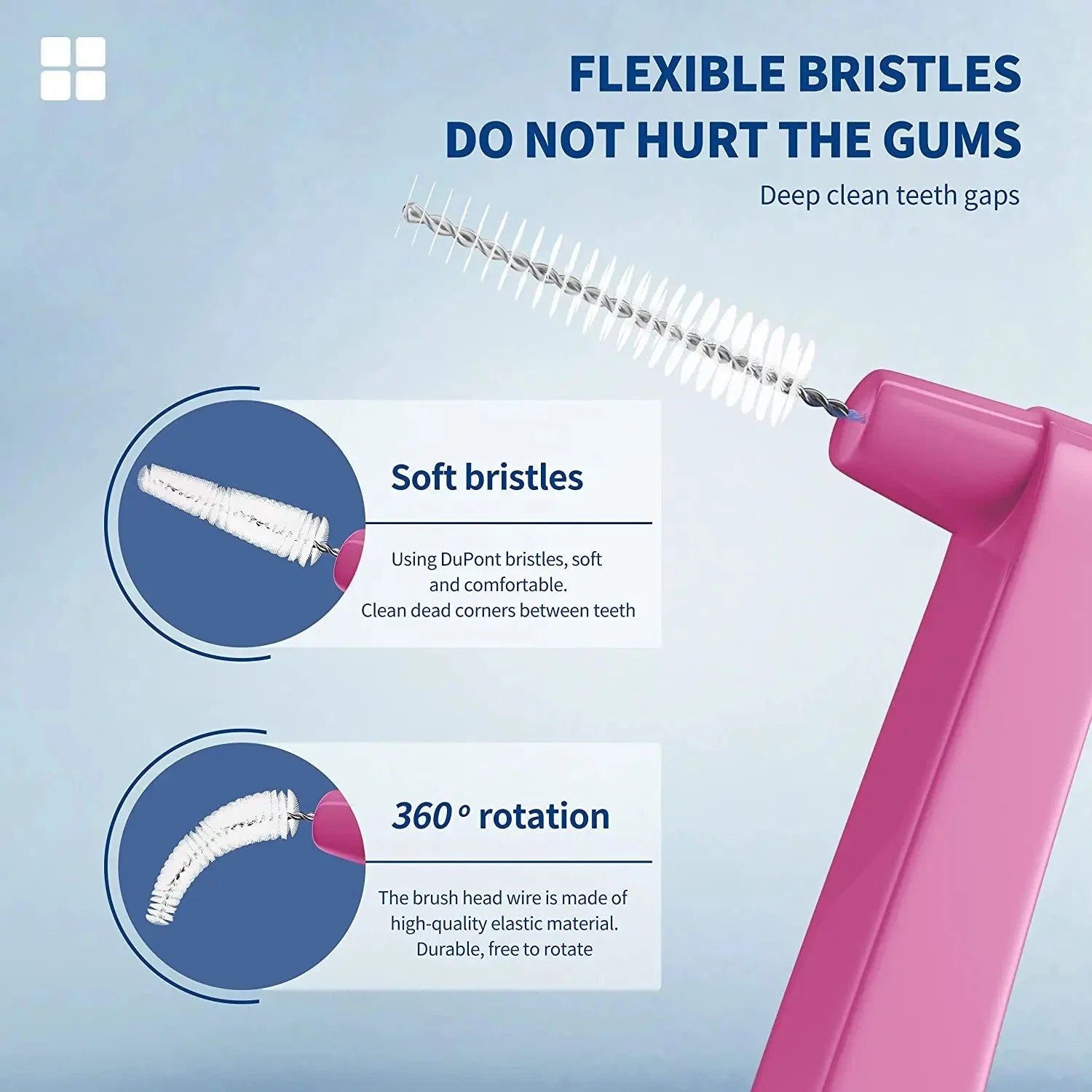 Kingubznis 20pcs  Interdental Brush For Dental Orthodontics Clean Between Teeth Cleaning Tools Soft Mini Brush With Dust Cover - P's One-Stop Shop 