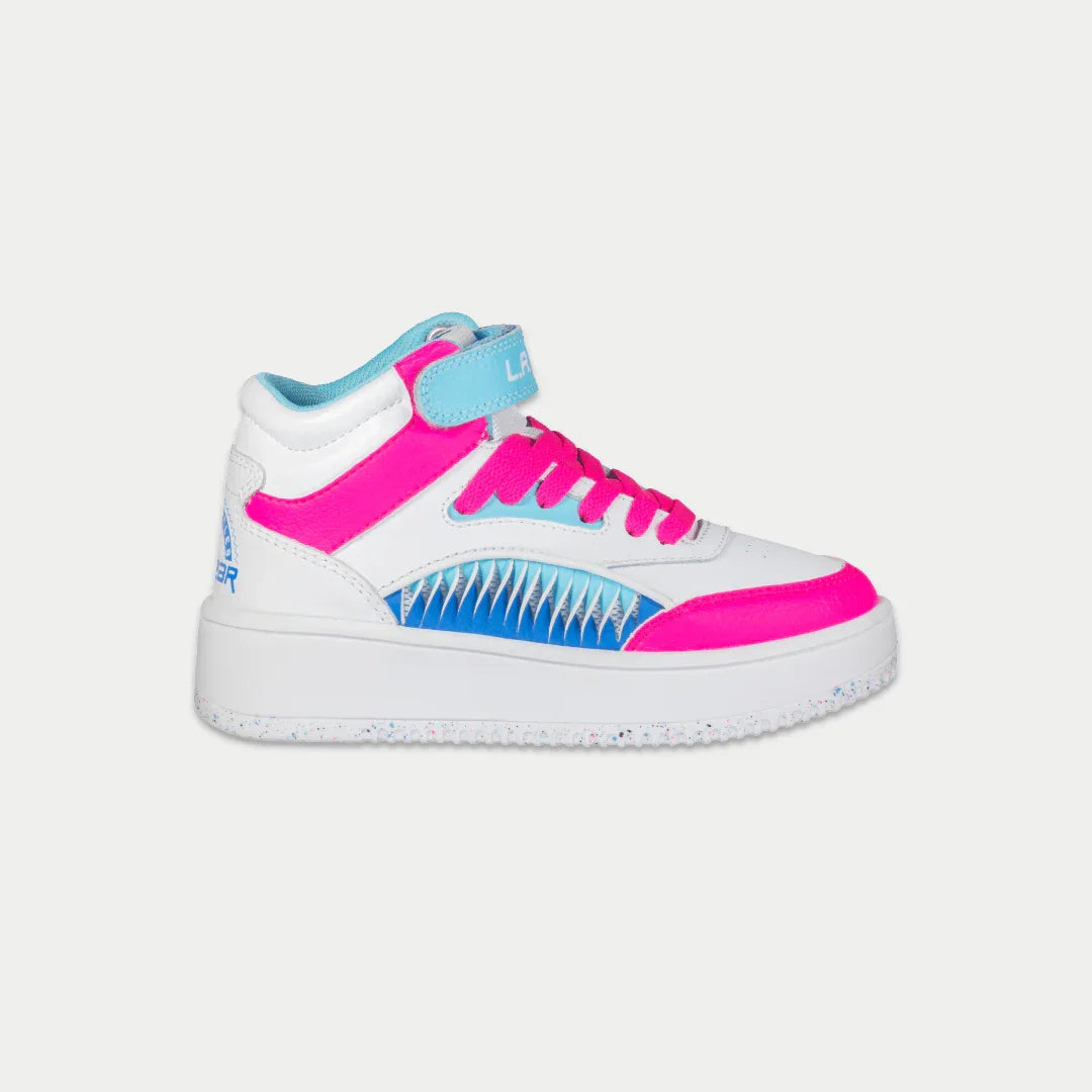 LA Gear Kids Flame Hightop | White x Pink x Blue - P's One-Stop Shop 