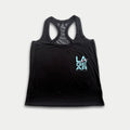 LA Gear Women’s Racerback Tank | Black with Aqua x Pink Logo - P's One-Stop Shop 