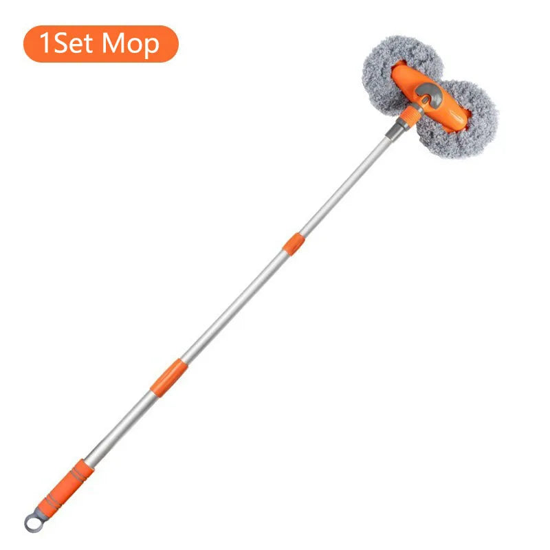 LEIBOO Car Washer Mop Foam Wash Chenille Brush Double Brush Head Roof Window Cleaning Maintenance Three-Section Telescopic Mop - P's One-Stop Shop 
