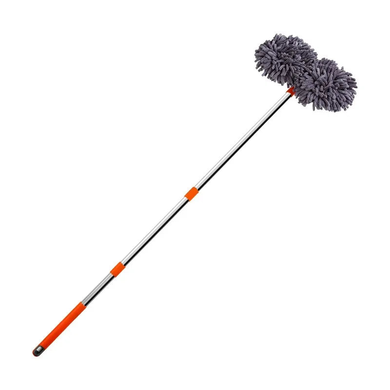 LEIBOO Car Washer Mop Foam Wash Chenille Brush Double Brush Head Roof Window Cleaning Maintenance Three-Section Telescopic Mop - P's One-Stop Shop 