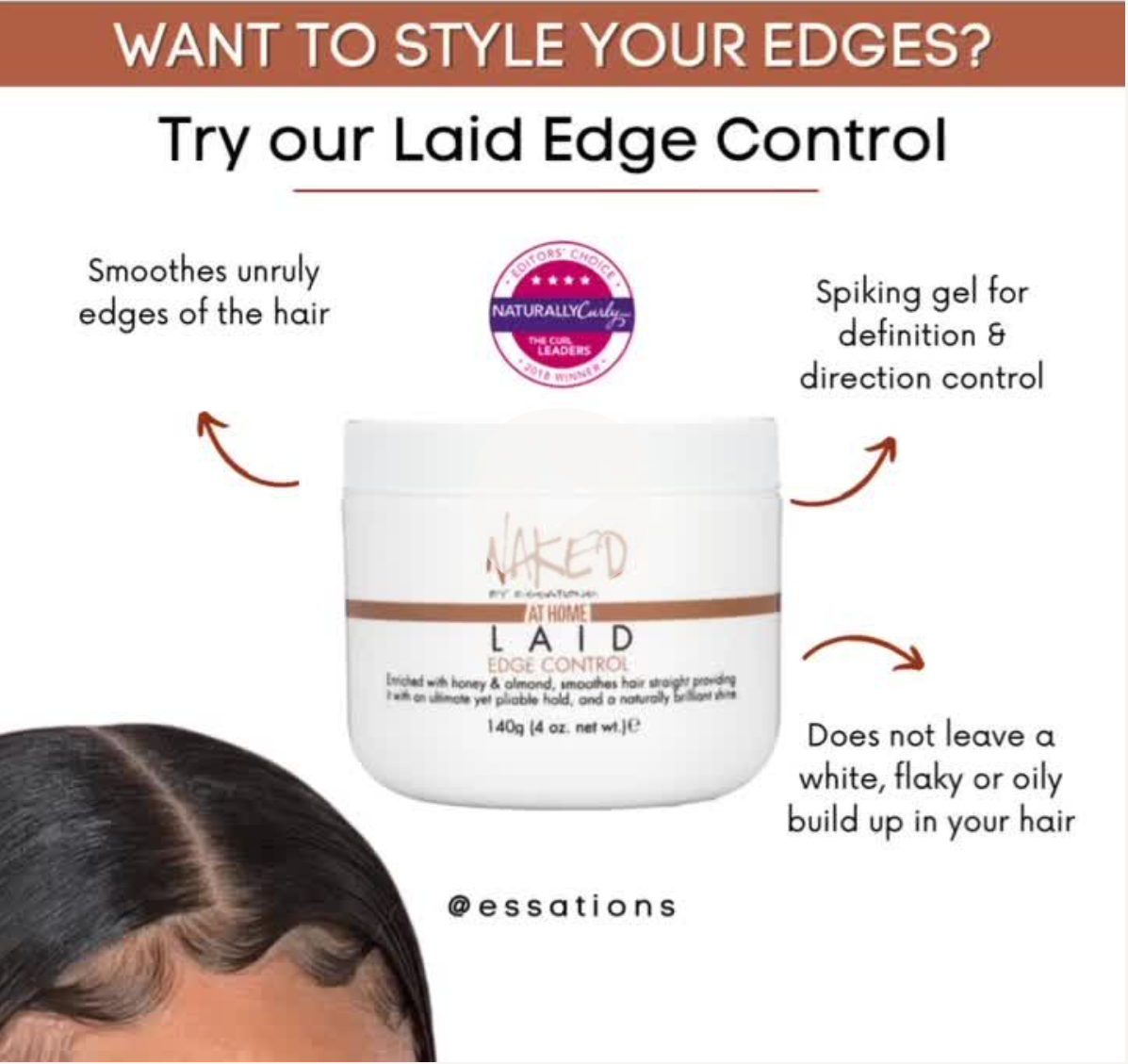 Laid Edge Control - Naked by Essations - P's One-Stop Shop 