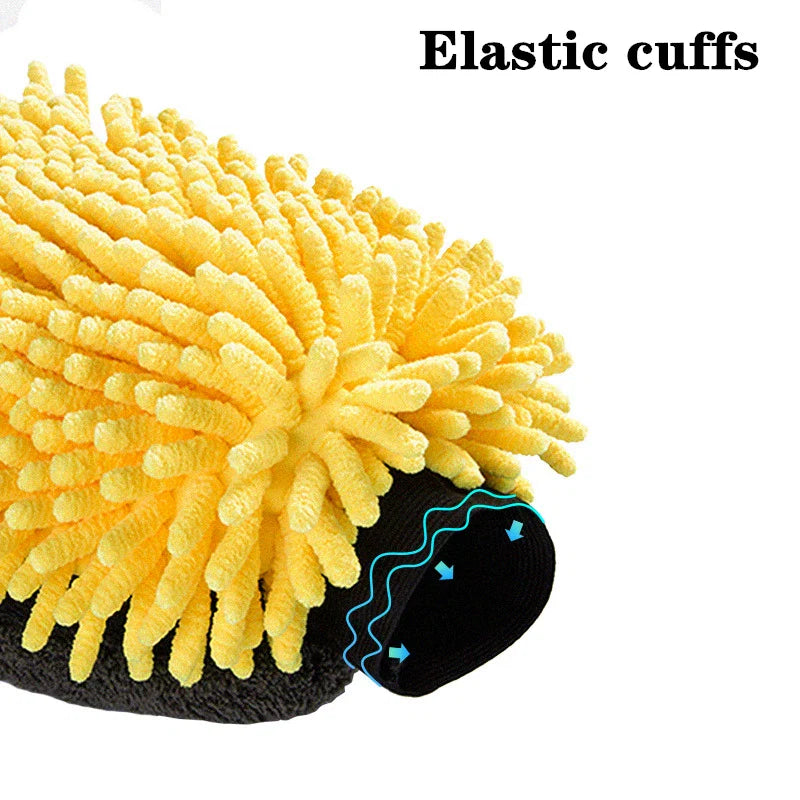 Large Microfiber Car Wash Mitt Waterproof Chenille Gloves Thick Car Cleaning Mitt Wax Detailing Auto Care Double-faced Glove - P's One-Stop Shop 