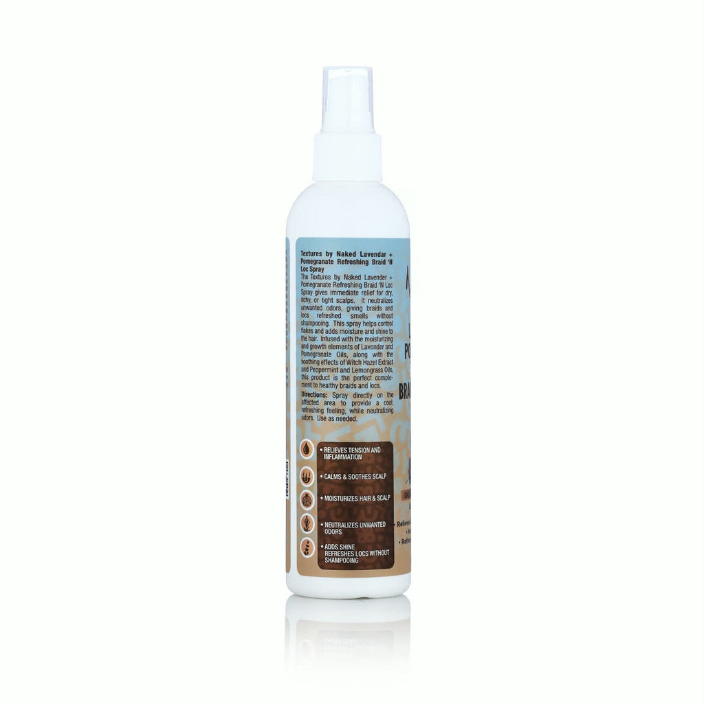 Lavender + Pomegranate Refreshing Braid 'N Loc Spray - Textures By Naked - P's One-Stop Shop 