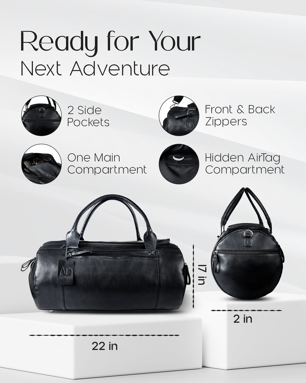 Leather Travel Duffel Bag - P's One-Stop Shop 