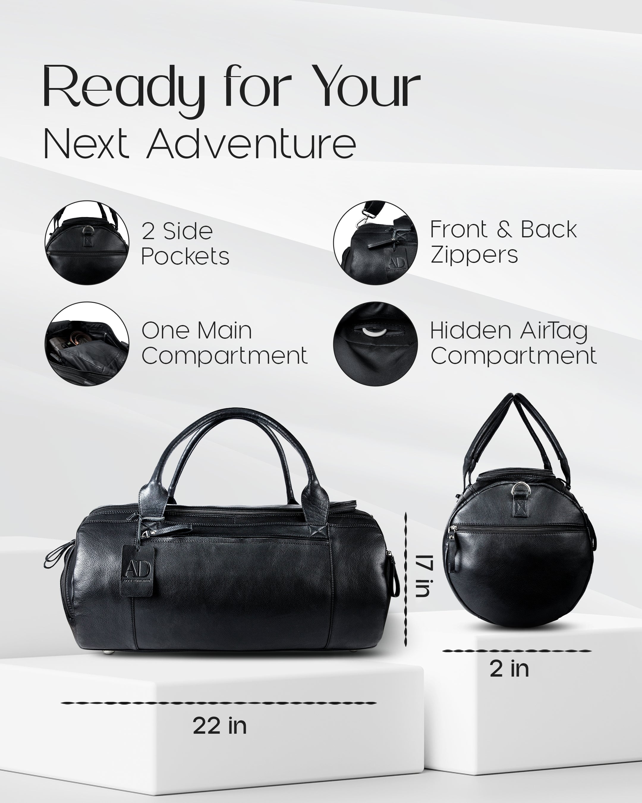 Leather Travel Duffel Bag - P's One-Stop Shop 