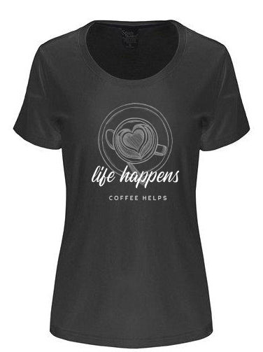 Life Happens Printed Women's Bamboo/Cotton Short Sleeve Scoop Neck T-Shirt - P's One-Stop Shop 