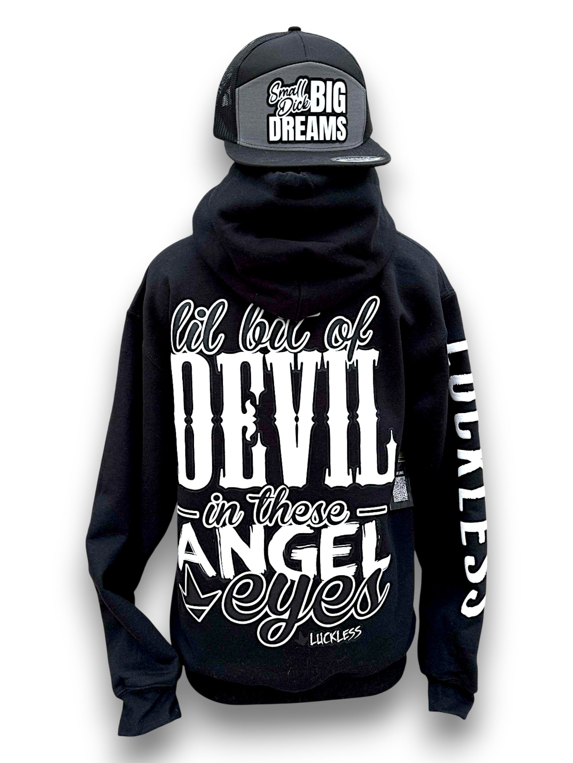 Lil Bit Of Devil in these Angel Eyes Hoodie - P's One-Stop Shop 