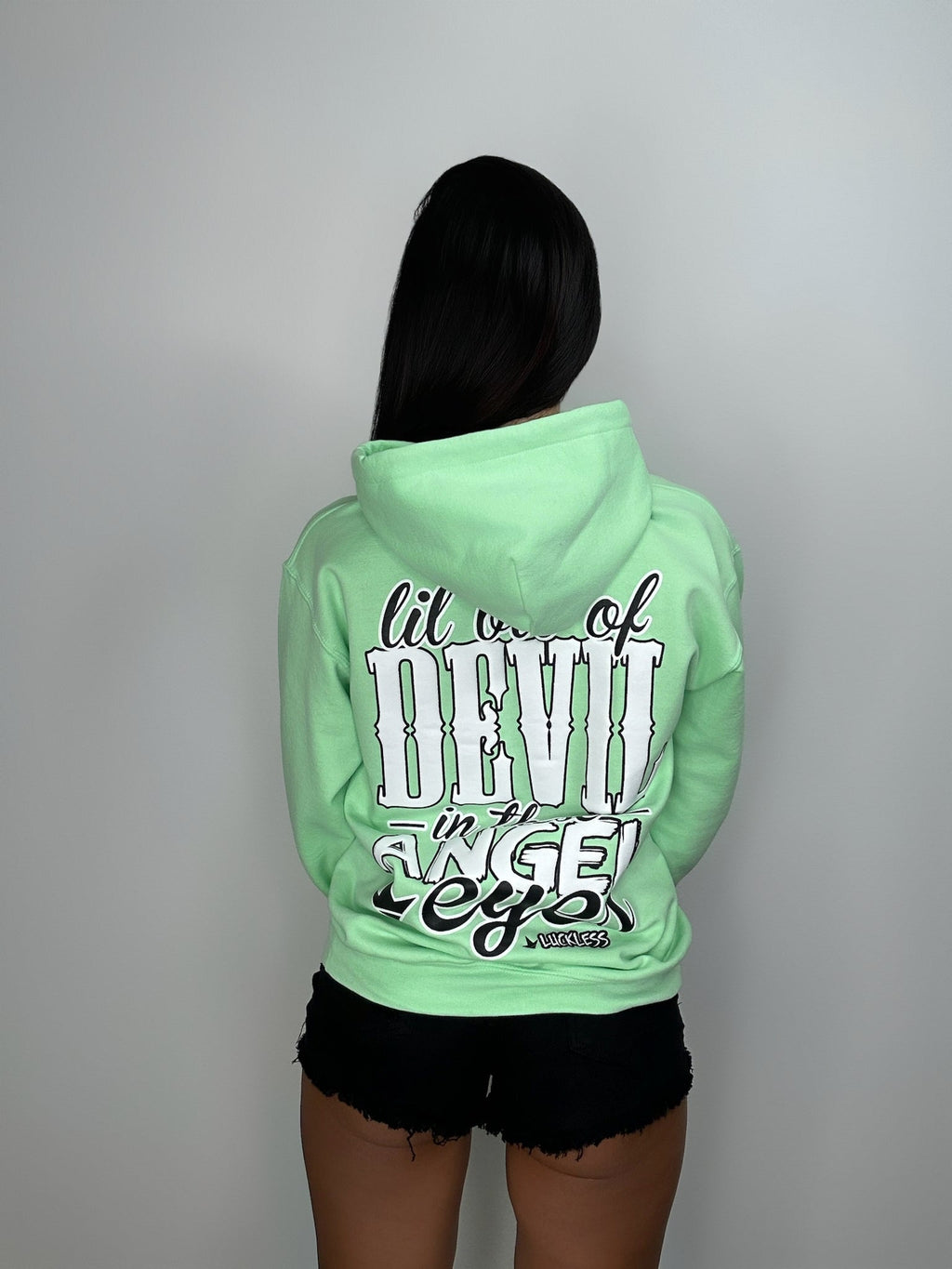 Lil Bit Of Devil in these Angel Eyes Hoodie - P's One-Stop Shop 