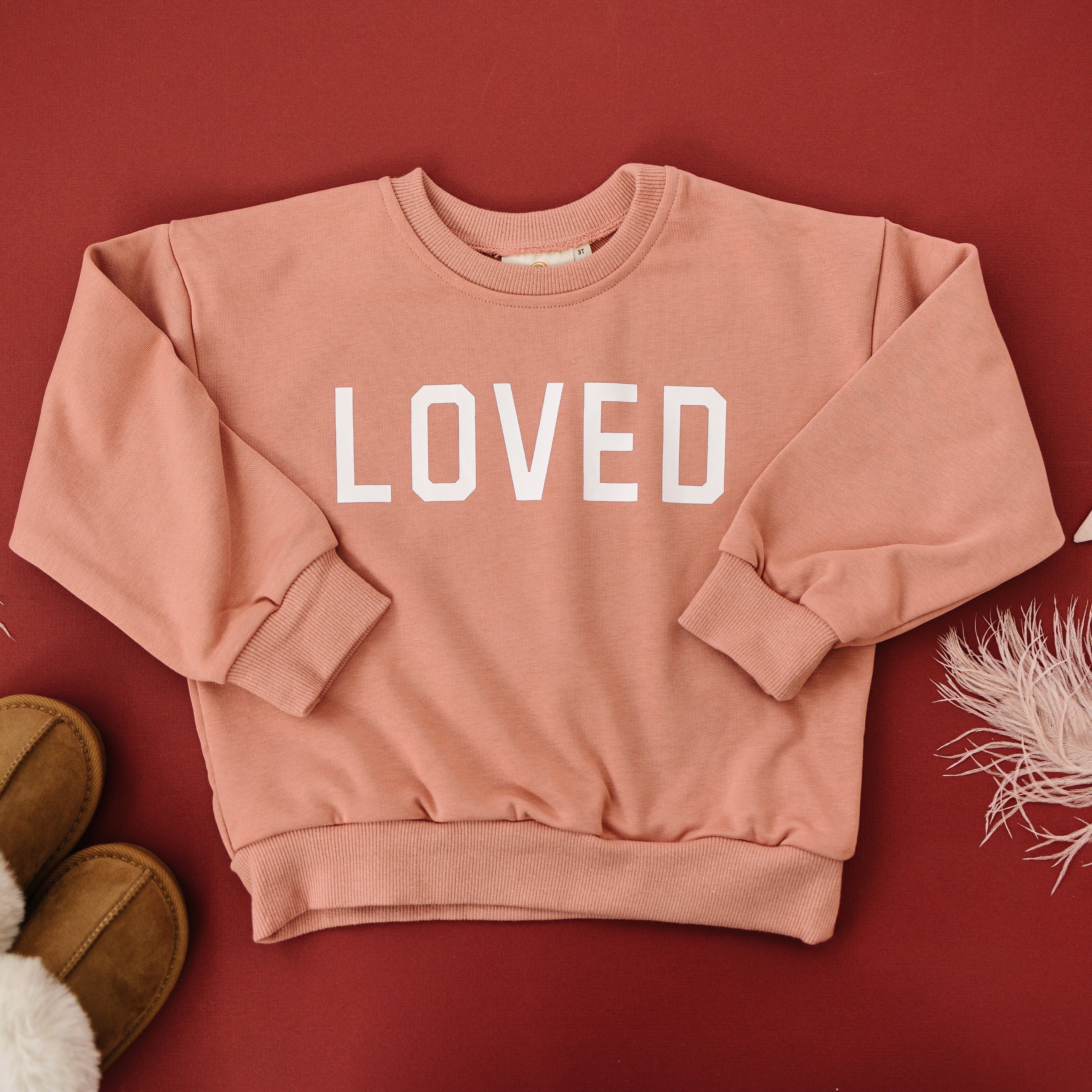 Loved Crewneck Sweatshirt - Red or Pink - P's One-Stop Shop 