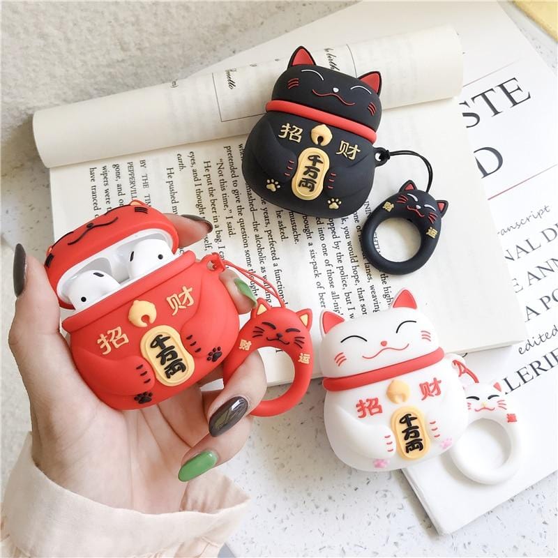 Lovely Lucky Cat Airpods Case - P's One-Stop Shop 