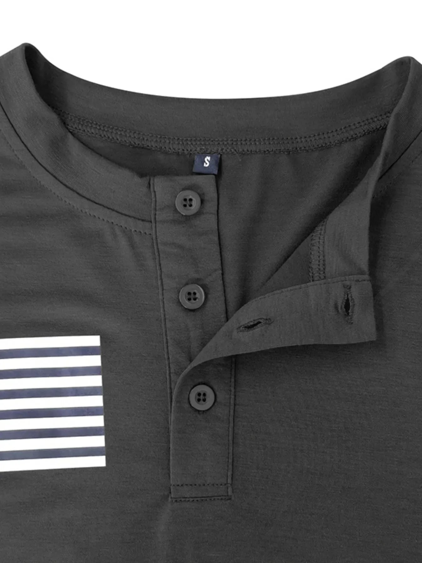 Men's American Flag Short Sleeve Henley Top - P's One-Stop Shop 