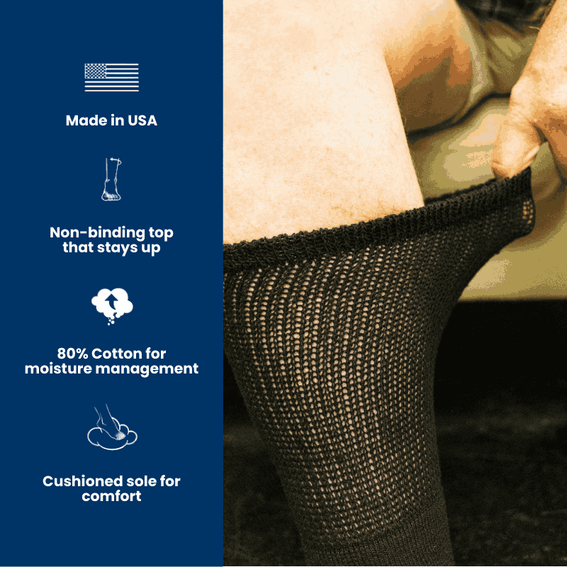 Men's Cotton Diabetic Crew Socks (6 Pair) - P's One-Stop Shop 