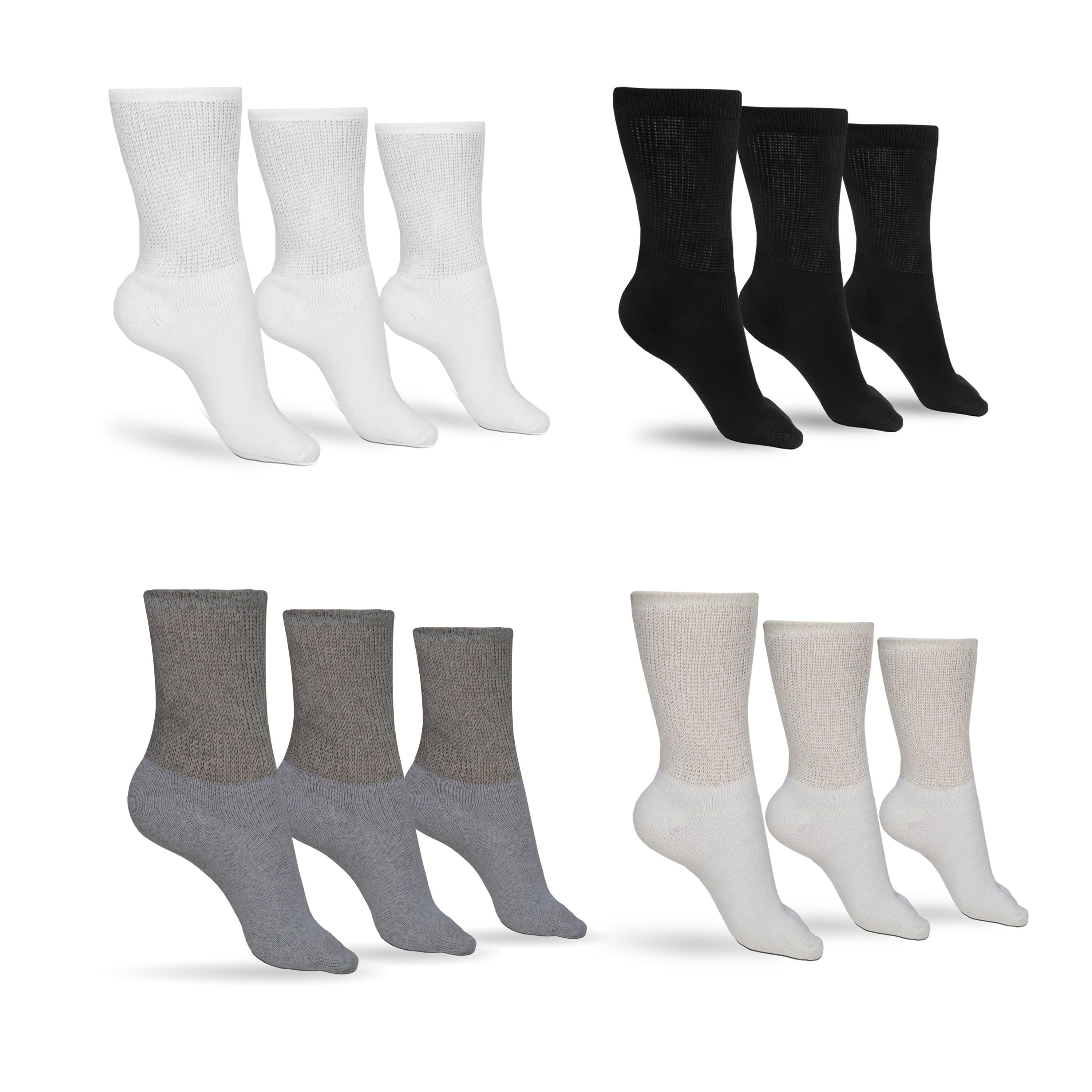 Men's Cotton Diabetic Crew Socks (Assorted) - P's One-Stop Shop 