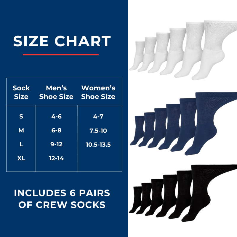 Men's Cotton Diabetic Crew Socks (Assorted) - P's One-Stop Shop 