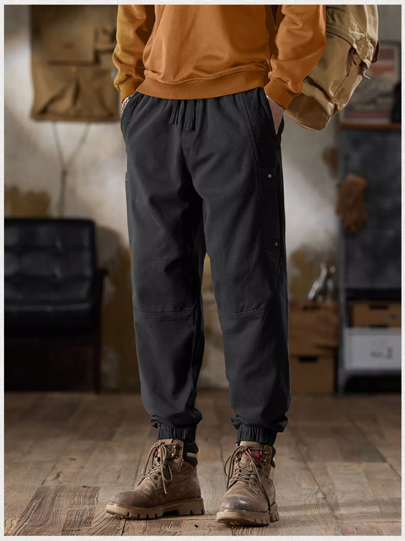 Men's Full Size Casual Drawstring Cargo Joggers Plus Size - P's One-Stop Shop 
