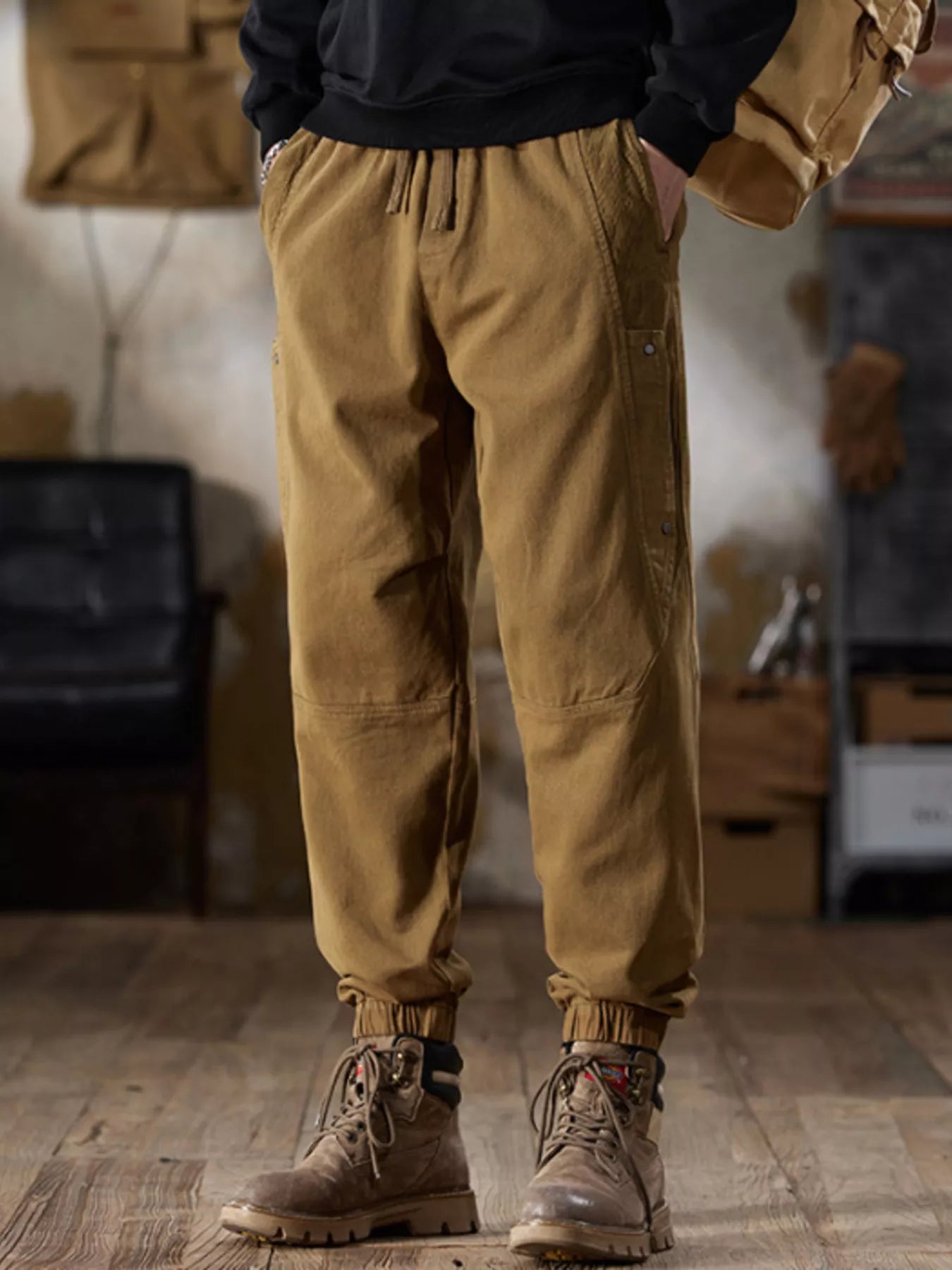 Men's Full Size Casual Drawstring Cargo Joggers Plus Size - P's One-Stop Shop 