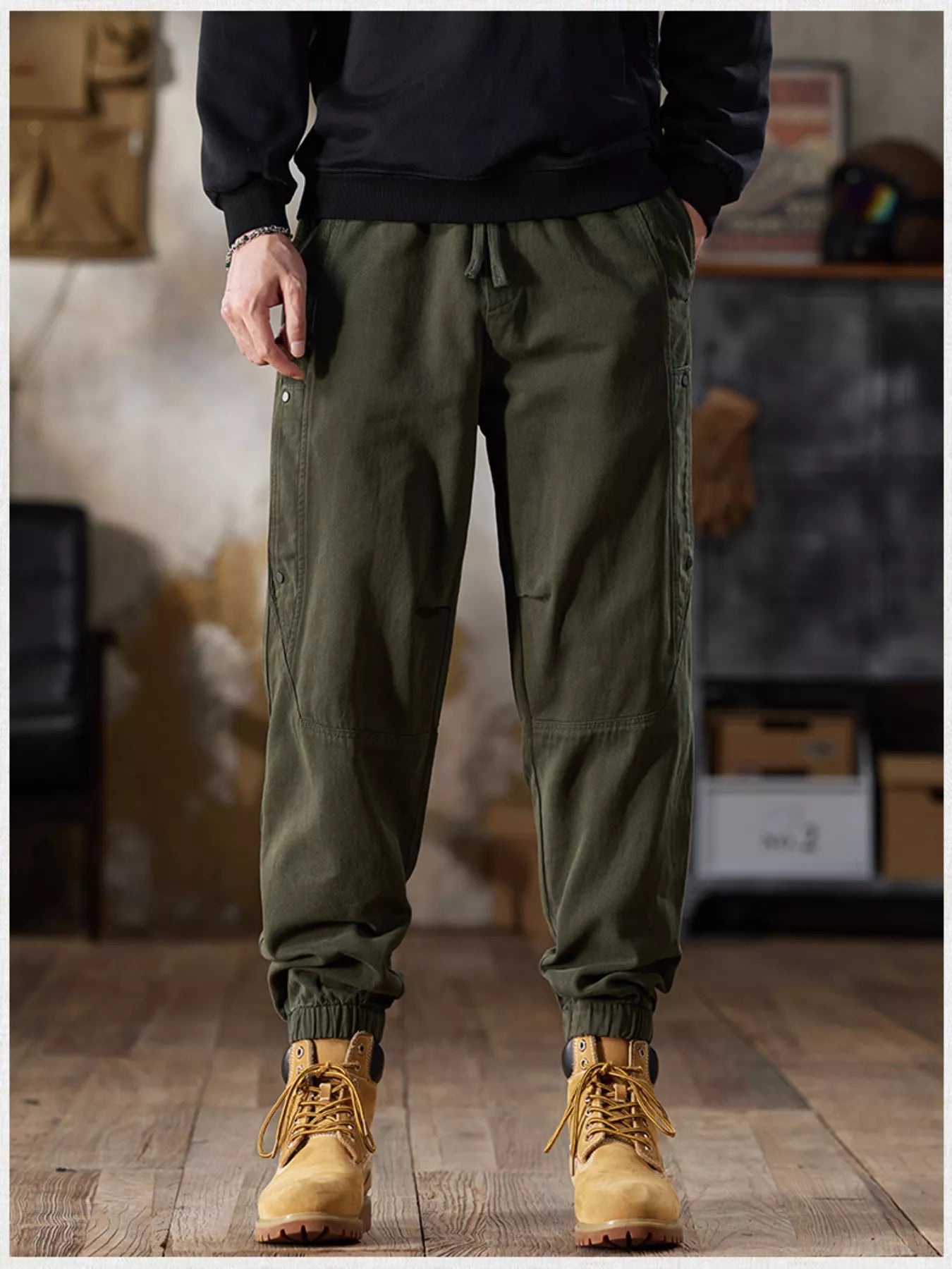 Men's Full Size Casual Drawstring Cargo Joggers Plus Size - P's One-Stop Shop 
