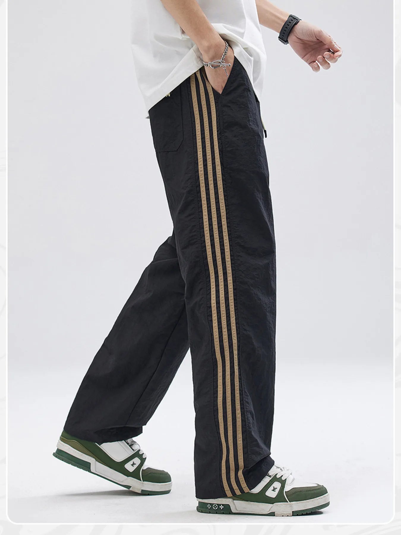 Men's Full Size Drawstring Wide Leg Pants with Side Striped Plus Size - P's One-Stop Shop 