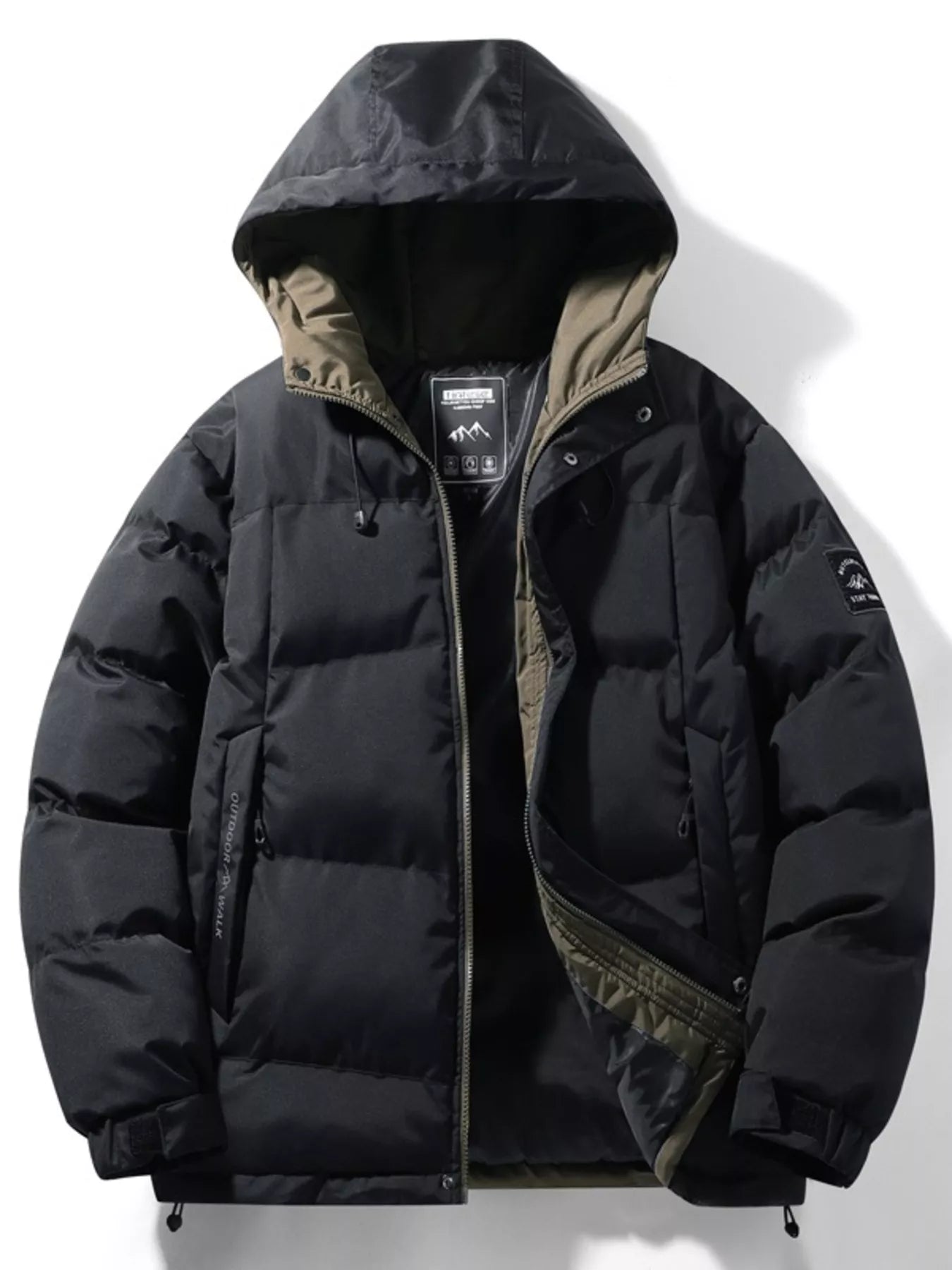 Men's Full Size Outdoor Padded Hooded Puffer Jacket Plus Size - P's One-Stop Shop 