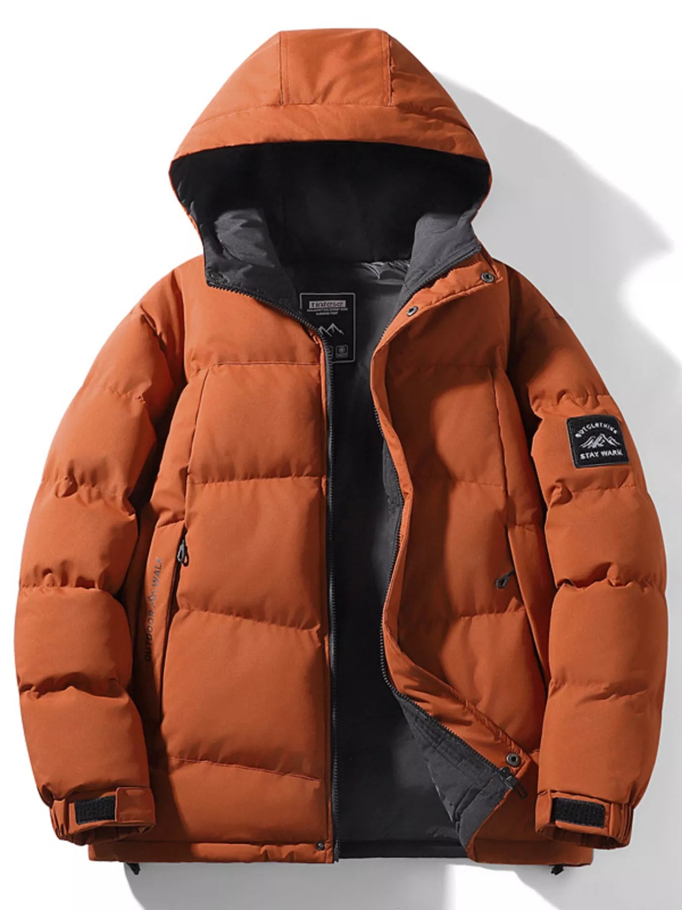 Men's Full Size Outdoor Padded Hooded Puffer Jacket Plus Size - P's One-Stop Shop 